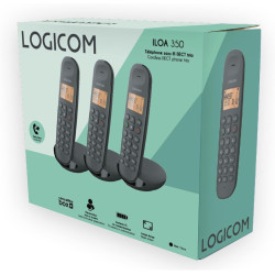 Logicom ILOA 350 Téléphone Fixe sans Fil sans Répondeur - Trio - Téléphones analogiques et dect - Noir