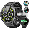 Soudorv montre connectée homme, militaire smartwatch avec led lampe, noir | 1000mah, 1.53" hd avec appel bleutooth, etanche ip68