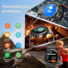 Soudorv montre connectée homme, militaire smartwatch avec led lampe, noir | 1000mah, 1.53" hd avec appel bleutooth, etanche ip68
