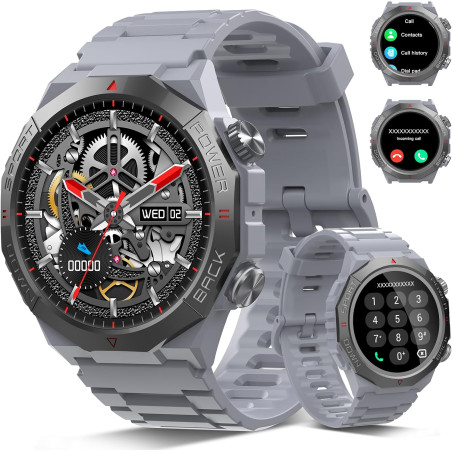 Soudorv militaire montre connectée homme, 1.39" hd smartwatch avec appels bleutooth, montre avec fréquence cardiaque/sommeil, et