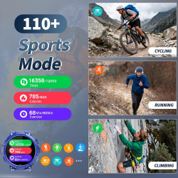 Soudorv montre connectée homme, militaire smartwatch avec led lampe, bleu | 1000mah, 1.53" hd avec appel bleutooth, etanche ip68