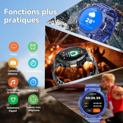 Soudorv montre connectée homme, militaire smartwatch avec led lampe, bleu | 1000mah, 1.53" hd avec appel bleutooth, etanche ip68