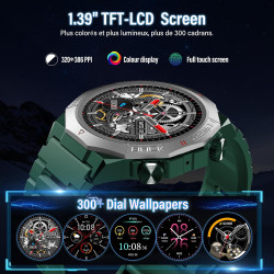 Soudorv militaire montre connectée homme, 1.39" hd smartwatch avec appels bleutooth, montre avec fréquence cardiaque/sommeil, et