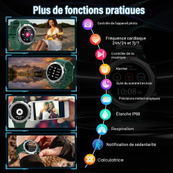 Soudorv militaire montre connectée homme, 1.39" hd smartwatch avec appels bleutooth, montre avec fréquence cardiaque/sommeil, et