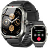Jugeman montre connectée homme gps intégré, militaire smartwatch, noir | 2.06" hd avec appel bleutooth, etanche ip68, 110+ sport