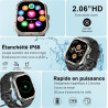 Jugeman montre connectée homme gps intégré, militaire smartwatch, noir | 2.06" hd avec appel bleutooth, etanche ip68, 110+ sport