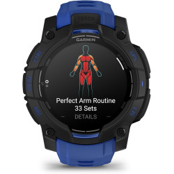 Garmin Instinct 3, AMOLED (édition limitée) - Montre GPS Robuste et connectée – Noire avec Bracelet Bleu électrique – Boîtier 45