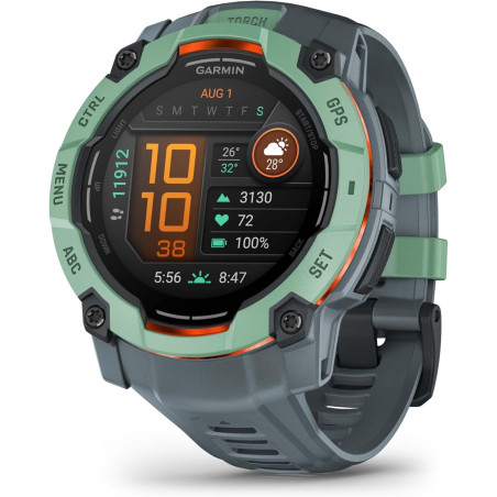 Garmin Instinct 3, AMOLED - Montre GPS Robuste et connectée – Neo Tropic avec bracelet twilight - Boîtier 50 mm | Lunette renfor