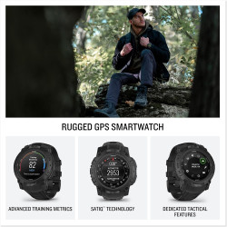 Garmin Instinct 3, AMOLED Tactical - Montre GPS connectée Robuste et Tactique – Noire avec Bracelet Noir – Boîtier 50 mm