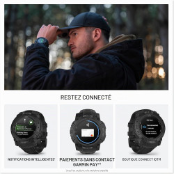 Garmin Instinct 3, AMOLED Tactical - Montre GPS connectée Robuste et Tactique – Noire avec Bracelet Noir – Boîtier 50 mm