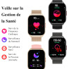 Popglory montre connectée femme homme avec appel bleutooth, 2,01'' sport smartwatch moniteur de fréquence cardiaque/tension arté
