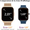 Popglory montre connectée femme homme avec appel bleutooth, 2,01'' sport smartwatch moniteur de fréquence cardiaque/tension arté