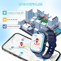IOWODO Montre Connectée Enfants | GPS Traceur + SOS Appel Urgence | Batterie | Appels Vidéo et Chat Vocal |Mode école et Zones d