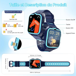 IOWODO Montre Connectée Enfants | GPS Traceur + SOS Appel Urgence | Batterie | Appels Vidéo et Chat Vocal |Mode école et Zones d