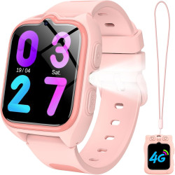 IOWODO Montre Connectée Enfants 4G | GPS Traceur + SOS Appel Urgence | Batterie | Appels Vidéo et Chat Vocal |Mode école et Zone