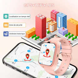 IOWODO Montre Connectée Enfants 4G | GPS Traceur + SOS Appel Urgence | Batterie | Appels Vidéo et Chat Vocal |Mode école et Zone