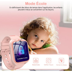 IOWODO Montre Connectée Enfants 4G | GPS Traceur + SOS Appel Urgence | Batterie | Appels Vidéo et Chat Vocal |Mode école et Zone