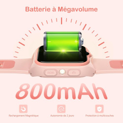 IOWODO Montre Connectée Enfants 4G | GPS Traceur + SOS Appel Urgence | Batterie | Appels Vidéo et Chat Vocal |Mode école et Zone
