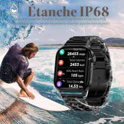 Montre Connectée Homme, avec 2 Bracelets Réglables, avec la Fonction D'appel et L'assistant Vocal, 100+ Modes Sportifs, Style d'