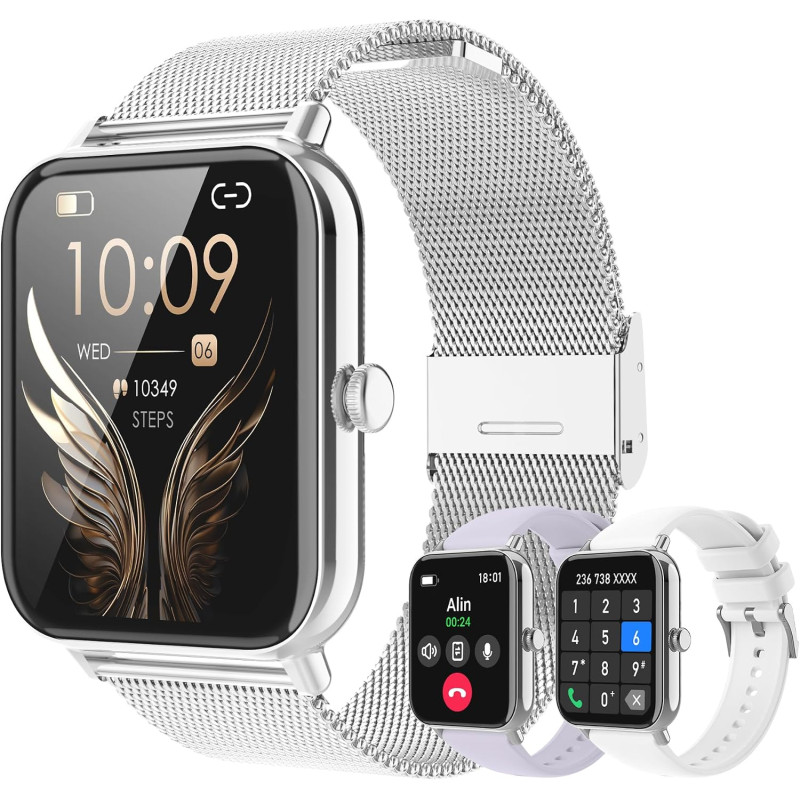 Smartwatch Pour Femme Homme avec Appel/Notifications Whatsapp, 1,85" Montre Automatique Numérique Podomètre, 120 Modes Sport And