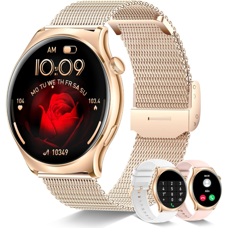 Montre connectée pour femme avec fonction téléphone, écran AMOLED Always-On 1,43"