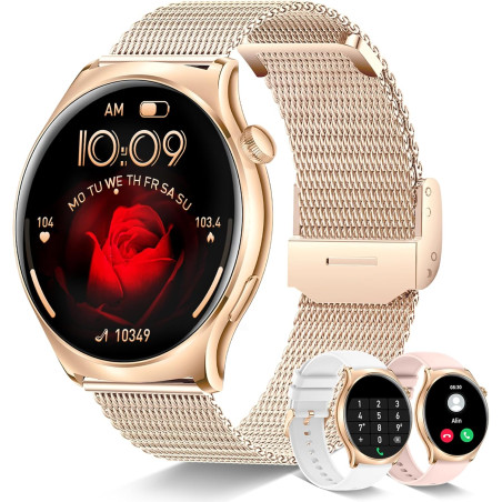 Montre connectée pour femme avec fonction téléphone, écran AMOLED Always-On 1,43"