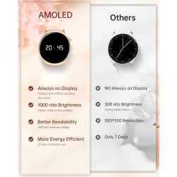 Montre connectée pour femme avec fonction téléphone, écran AMOLED Always-On 1,43"