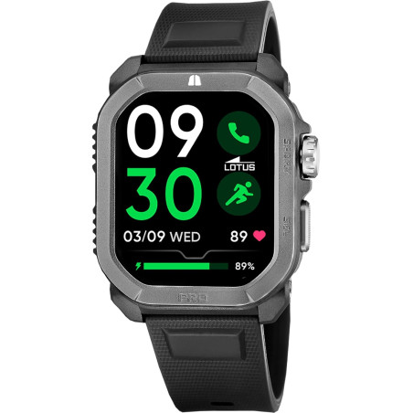 LOTUS Montre Connectée Homme - Montre Connectée Caoutchouc Noir | Étanche 5 ATM, GPS, Vocal IA, Contrôle Musique, Podomètre et C
