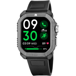 LOTUS Montre Connectée Homme - Montre Connectée Caoutchouc Noir | Étanche 5 ATM, GPS, Vocal IA, Contrôle Musique, Podomètre et C