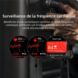 Meiion mivrass gps sports smartwatch homme femme 1.43" écran tacile - appel bleutooth, cardiofréquence, analyse sommeil, 170+ mo