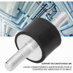 Aigend Lot de 4 supports de bobine M6, anti-vibrations, pièce en caoutchouc moteurs essence, pompes eau (VV20 x 15 M6 x 18)