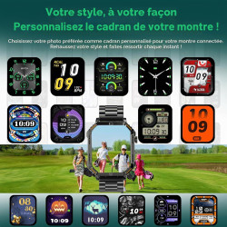 Montre Connectée pour Homme, écran 1,96", Plus de 200 Sports | Répondre/Passer Des Appels, Suivi D'activité Physique Avec Fréque