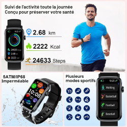 Motast 2026 montre connectée homme femme, smartwatch avec appel bleutooth, 1,57" hd,123+ sportifs, sommeil cardiofréquencemètre,