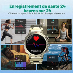 Montre Connectée pour Homme, écran HD 1,39", 120 Sports | Bracelet D'activité Avec Fréquence Cardiaque, Plus de 190 Cadrans, Pod