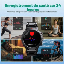 Montre connectée pour homme, écran hd 1,39", 120 sports | bracelet d'activité avec fréquence cardiaque, plus de 190 cadrans, pod