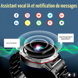 Montre connectée pour homme, écran hd 1,39", 120 sports | bracelet d'activité avec fréquence cardiaque, plus de 190 cadrans, pod