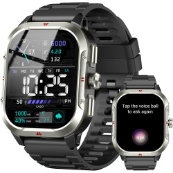 Montre connectée homme gps intégré, militaire smartwatch 2.06" hd avec appel bleutooth, etanche ip68, 110+ sportifs, montre spor