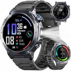 Montre connectée homme gps, 1.43"amoled hd smartwatch appel bleutooth, montre sport fréquence cardiaque sommeil spo2 podometre, 