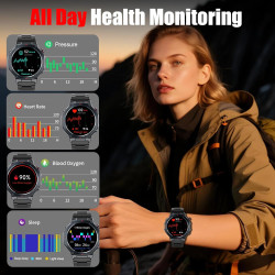 Montre connectée homme gps, 1.43"amoled hd smartwatch appel bleutooth, montre sport fréquence cardiaque sommeil spo2 podometre, 