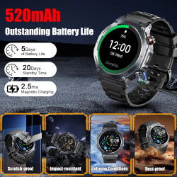 Montre connectée homme gps, 1.43"amoled hd smartwatch appel bleutooth, montre sport fréquence cardiaque sommeil spo2 podometre, 