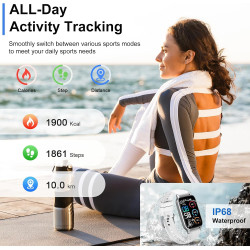 Motast montre connectée femme, smartwatch avec appel bluetooth, 110+ modes sportifs montre connectee tendance, blanc