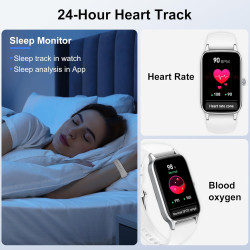 Motast montre connectée femme, smartwatch avec appel bluetooth, 110+ modes sportifs montre connectee tendance, blanc