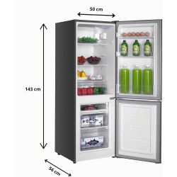Gedtech réfrigérateur combiné congélateur bas 173l gcb173sl - argent - hauteur 143cm