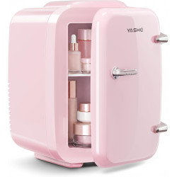YASHE Mini Frigo de Chambre 4L/6 Canettes, Mini Réfrigérateur Voiture 220V CA/12V CC, Petit Frigo Thermoélectrique Chaud/Froid p