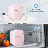 YASHE Mini Frigo de Chambre 4L/6 Canettes, Mini Réfrigérateur Voiture 220V CA/12V CC, Petit Frigo Thermoélectrique Chaud/Froid p