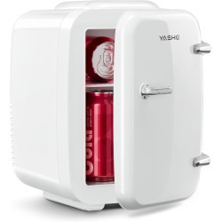 YASHE Mini Frigo de Chambre 4L/6 Canettes, Mini Réfrigérateur Voiture 220V CA/12V CC, Petit Frigo Thermoélectrique Chaud/Froid p