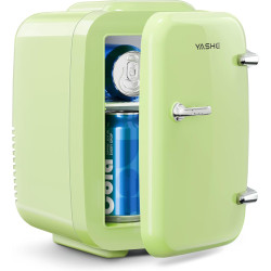 YASHE Mini Frigo de Chambre 4L/6 Canettes, Mini Réfrigérateur Voiture 220V CA/12V CC, Petit Frigo Thermoélectrique Chaud/Froid p