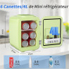 YASHE Mini Frigo de Chambre 4L/6 Canettes, Mini Réfrigérateur Voiture 220V CA/12V CC, Petit Frigo Thermoélectrique Chaud/Froid p