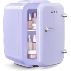 YASHE Mini Frigo de Chambre 4L/6 Canettes, Mini Réfrigérateur Voiture 220V CA/12V CC, Petit Frigo Thermoélectrique Chaud/Froid p