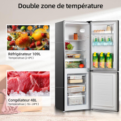 CHIQ CBM159LEBD Réfrigérateur congélateur bas157 litres (109 + 48) Low Frost, Faible bruit, Refroidissement rapide, Faible emcom